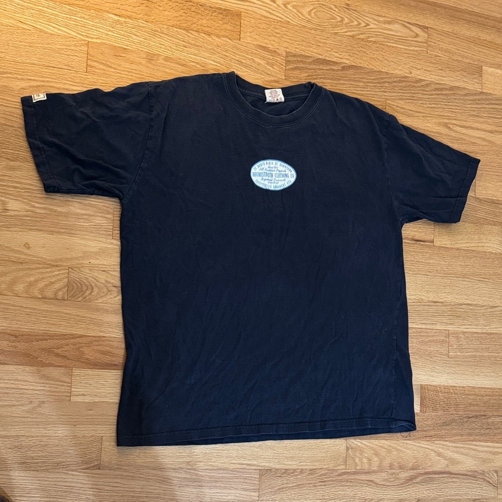✅ HOUNDSTOOTH Clothing Co Distressed Spell Out Short Sleeve Tee T Shirt -Navy